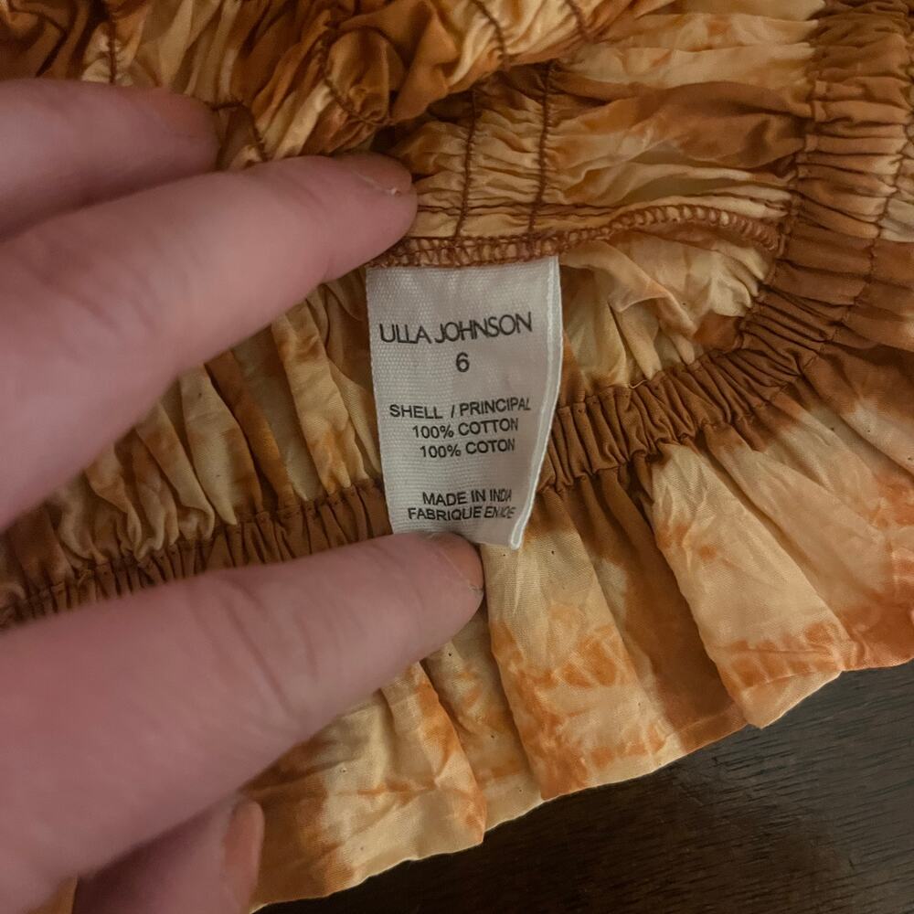 Ulla Johnson Handmade Tie Dye Riya Smocked Bralette Crop Top Burnt Orange Size 6 - Picture 5 of 5